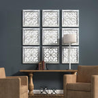 Boho Square Wall Mirrors Set of 2-12" x12'Decorative Mirrors for Wall Decor, BrownHandcrafted Mirror Panels Perfect for LivingRoom Bedroom Entryway Hallway (Grey)