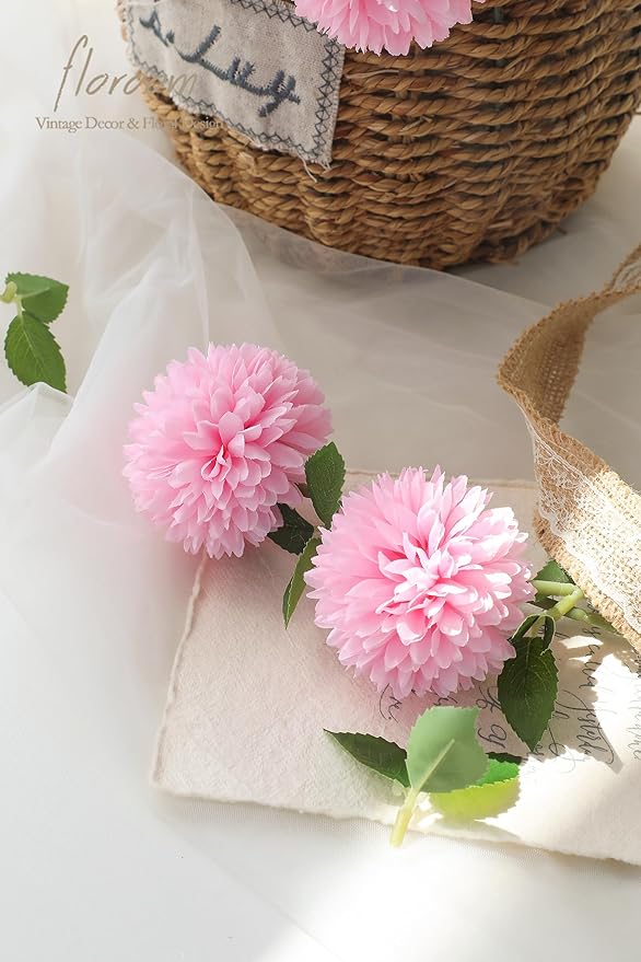 Floroom 12pcs Pink Faux Silk Mums Artificial Flowers Bulk Fake Chrysanthemums with Stems for DIY Wedding Table Centerpieces Floral Arrangements Vase Fillers Home Decorations