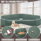 HDCAXKJ Sectional Couch Cover L Shape Stretch Sofa Covers Washable Jacquard Corner Couch Slipcover Non Slip Sectional Slip Cover U Shaped Furniture Protector for Pets Dogs (Grayish Blue, Small)
