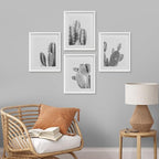 SIGNWIN Framed Black & White Saguaro Southwest Desert Tropical Cactus Wall Art, Set of 4 Floral Botanical Wall Decor Prints, Nature Wilderness Wall Décor for Living Room, Bedroom - 12"x16" White