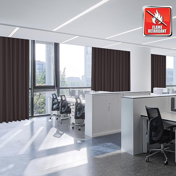 Fcosie Extra Wide Flame Resistant Insulation Window Drapes, 80% Light Blocking Room Darkening Curtains, Antique Bronze Grommet Privacy Drapery, Fire Safety Draperies - 2 PCS - Chocolate - 200" Wx84 L