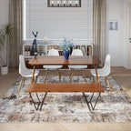 Rugcomf Modern Abstract 5'x7' Area Rugs - Machine Washable, Non-Slip Low Pile Boho Carpet for Living Room, Bedroom, Dining Room, Farmhouse, Kids Playroom, Office - Brown