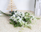 8PCS White Artificial Delphinium Flowers with Clematis Greenery Long Stem Flowers 29.5" Larkspur Artificial Flowers for Wedding Centerpieces Silk Flowers for Home Decor Indoor (White)