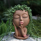 Face Flower Pots Head Planter, Cute Resin Planters for Indoor Outdoor Plants, Macetas para Plantas Funny Head Plant Pot