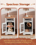 WLIVE Farmhouse End Table with Charging Station, Narrow Side Table for Living Room, Night Stand with Storage , Small Wooden Cabinet with USB Ports and Outlets for Bedroom, 23.62"D x 13.98"W x 23.7"H