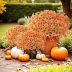 Uieke 16 Bundles Artificial Fall Flowers No Fade Faux Autumn Plants, Fake Indoor Outdoor Greenery for Thanksgiving Table Centerpiece Christmas Wedding Party Home Garden Fireplace Décor (Orange)