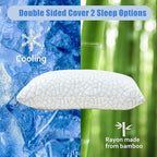 Cooling Pillows for Sleeping, Shredded Memory Foam Pillows 2 Pack, Bed Pillows Queen Size Set of 2, Adjustable Loft Soft or Firm Pillow for Side Back Stomach Sleepers with Cooling Cover