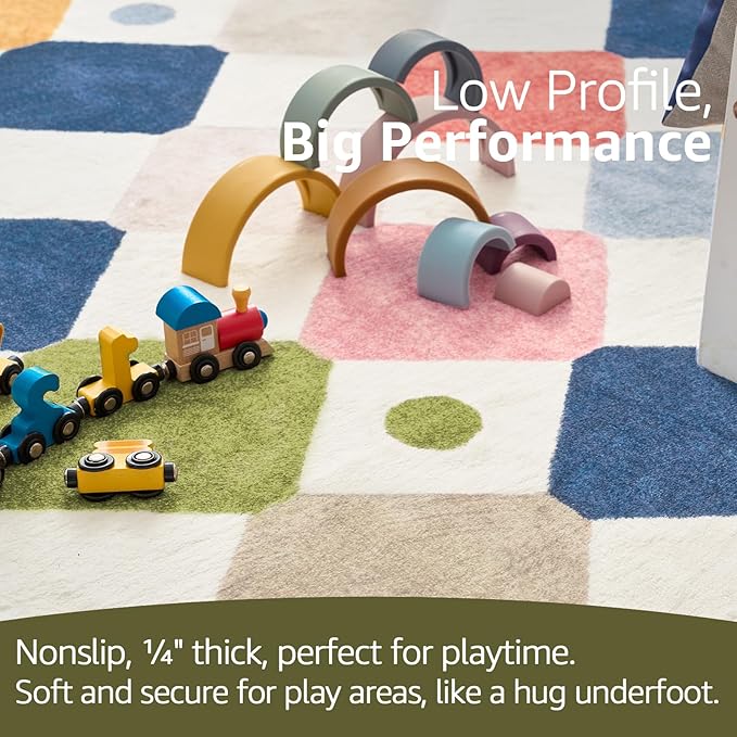 jinchan Kids Rug for Nursery 5ft Radius Corner Washable Area Rug Modern Colorful Quarter Circle Rug Soft Non-Slip Carpet for Bedroom Playroom Daycare Reading Nook Kitchen Classroom Circus on Cream