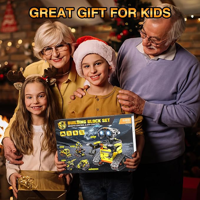 5 in1 Stem Robot Building Kit for Kids Ages 8-13, 688 PCS Remote & App Controlled Dinosaur Car Building Toys for Kids Science Learning, Birthday Gifts for 8 9 10 11 12+ Years Old Boys Girls