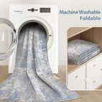 Tortania Washable 10x12 Area Rug for Living Room: Modern Abstract Neutral Large Soft Thin Rugs - Non Slip Indoor Carpet for Bedroom Dining Room Office Nursery Home Floor Decoration - Blue Grey