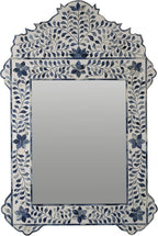 Bone Inlay Mirror Frame Handcrafted Decorative Wall Mirror Frame with Natural Bone and Resin Intricate Floral & Geometric Inlay Boho, Vintage & Ethnic Style Home Décor