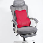 Soft Lumbar Support Pillow for Car Seat and Office Chair Back Support Pillow Memory Foam Back Cushion for Pain Relief Improve Posture (Mesh-Wine Red)