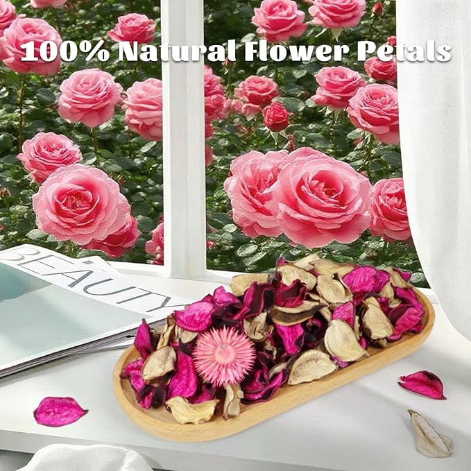 STRN Natural Dried Rose Flower Sachets (2-Pack), Potpourri Vase Filler Long-Lasting Fragrance Potpourri Bags for Closet, Drawer, Car & Home, Reusable Scented Sachet Gift Set