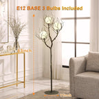 Tree Branch Floor Lamp for Living Room, 3-Light Gothic Moon Branch Floor Lamp, Wood Grain Resin & Metal Base for Farmhouse, Bedroom, Office,Halloween Decor(63")