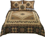 Donna Sharp Queen Polyester Bedding Set - 4 Piece - Antique Pine Lodge Quilt Set with Queen Quilt, Two Standard Pillow Shams and One Decorative Pillow - Machine Washable