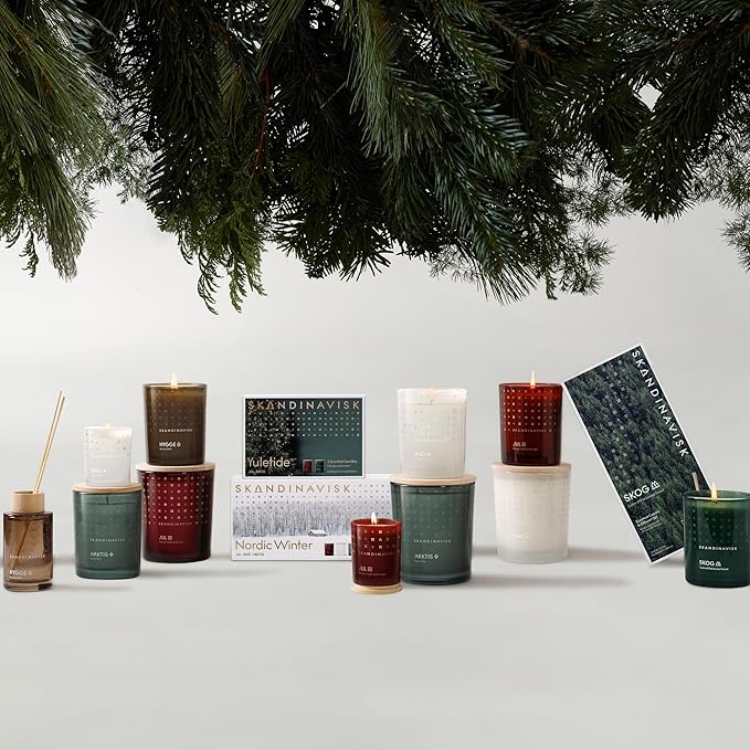 Skandinavisk JUL 'Christmas' Scented Candle with 2 Wicks, Special Edition, Scent Notes: Baked Gingerbread, Winter Cloves and Spiced Oranges, Vegan Formula, 12.3 oz.