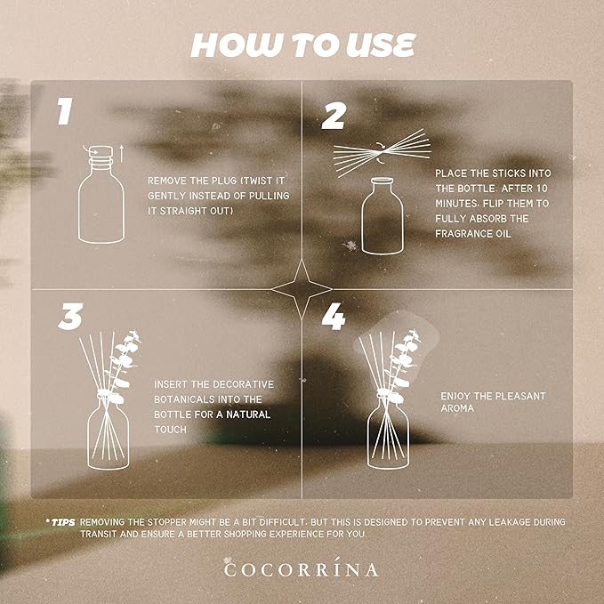 COCORRÍNA Eucalyptus Reed Diffuser Set of 3 - Lavender Eucalyptus, Black Forest, Clean Cotton Scents, 1.7 fl oz Each, Total 5.1 oz, Scented Oil Diffusers for Home & Office﻿