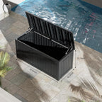 270 Gallon Lockable Resin Deck Box, Waterproof & UV-Resistant Outdoor Storage Box for Outdoor Cushion Storage, Garden Tools & Pool Accessories Storage, Black