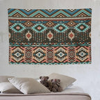 HZOHNAGO Aztec Tapestry Turquoise Blue and Brown and Native American Tribal Pattern Printed Wall Tapestry Wall Hanging for Bedroom Living Room Dorm 90" W x 60" H