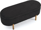 Furniliving 46” Storage Benches, End of Bed Bench with Button-Tufted Large Upholstered Storage Ottoman Teddy Window Bench with Storage Shoe Cabinet Bench, for Bedroom, Entryway, Closet, Black