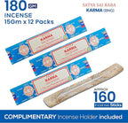 Satya Karma Incense Sticks, Satya Bng (Bangalore) Insenses 15gmx12 Pack with Raajsee Incense Holder Bundle, Satya Nagchampa Natural Incense