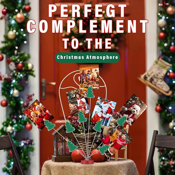 Christmas Photo Tree Holder Clip 8 Branch Gift Card Clips Tree Picture Frame Holder Christmas Table Centerpiece for Memo Paper Note Photo Decorations