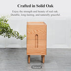 Mid Century Modern Nightstand, Narrow Nightstand, Minimalist Side Table for Bedroom, 2-Drawer Bedside Tables, (Natural, 9.84inches)