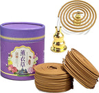 Lavender Coils Incense (48 PCS) Spiral Incense Coil Incense Holder Burner, Natural Chinese Incenses Coils Spiral Design for Long-Lasting Fragrance