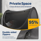 VIVOHOME Pop-Up Bed Tent Twin Size, Privacy Bed Canopy with 4 Doors and Mosquito Mesh, Breathable All Black Sleeping Tent for Kids and Adults