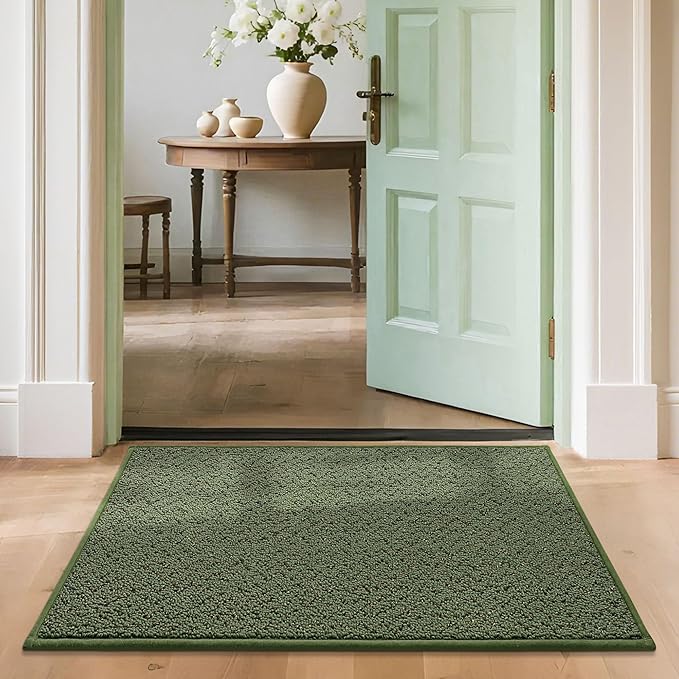 COSY HOMEER-Door-Mat 24"x36" Non Slip Absorbent Entryway Rugs Dirt Trapper Doormats Washable Entrance Mats Low Pile Welcome Floor Mat for Front Back Door and Entry Mats,Green