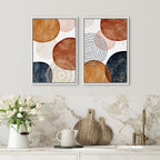 SIGNFORD Framed Wall Art Print Set Vintage Mid-Century Spiral Watercolor Dot Abstract Shapes Illustrations Modern Minimalist Multicolor for Living Room, Bedroom, Office - 16"x24"x2 White
