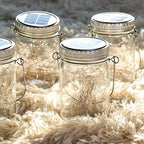 Cooo 6 Pack Solar Lanterns Outdoor Waterproof Upgraded Crystal Glass Solar Mason Jar Lights 30 LED 215% Larger SolarPanel, Anti-Rust Lid Hanging Outdoor Lanterns for Patio Garden Porch