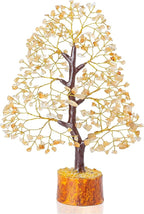Crocon Citrine Gemstone Tree Feng Shui Figurine Money Bonsai Chakra Balancing Good Luck Prosperity Reiki Healing Crystals Decoration Ornament Sculpture Table Decor Gift Size 10-12"""
