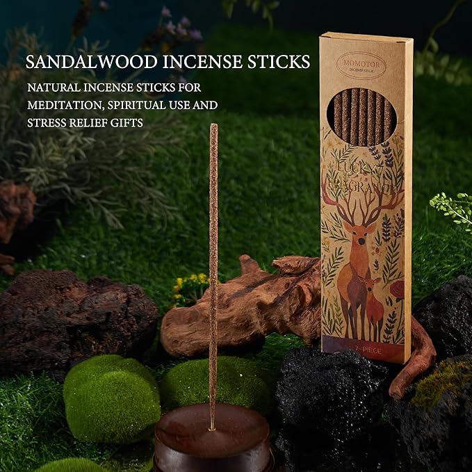 Sandalwood Incense Sticks – Handmade Natural Incense Sticks for Air Purification, Meditation, Focus, Work and Stress Relief Gifts