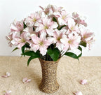 10-Bud Artificial Lily Flowers, 4 Pcs Fake Outdoor Flowers, UV Resistant Faux Flowers for Outdoor Planters, Silk Flowers for Wedding Decoration (Pink)