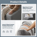 112" L Shaped Sectional Sofa with Detachable Sofa Cover, Reversible Sectional Modular Couch for Living Room, Linen Fabric Corner Couch with 7 Seats, Grey