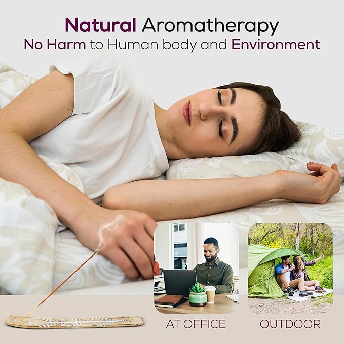 Satya French Lavender Incense Sticks 180 gm (15GM X 12 Pack) from Satya Sai Baba Nag Champa and Raajsee Incense Sticks Holder Bundle, Free from Chemicals,Natural Insenses