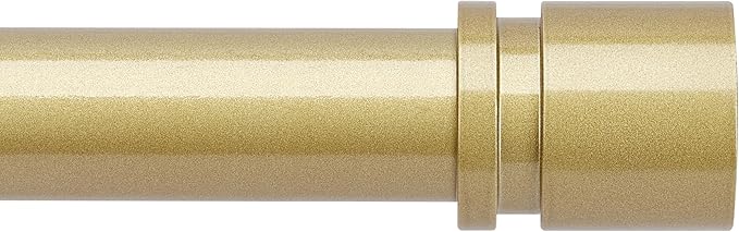 Curtain Rods for Windows 16 to 144 Inches Adjustable Length 1 Inch Diameter Window Curtain Rod with Aluminium Finials, Flash Gold