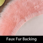 Latepis Pink Faux Sheepskin Round Rugs 6.7ft Cute Furry Rug for Bedroom Girls Large Circle Rug for Living Room Entertainment Room Fluffy Rugs Luxury Home Decor