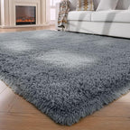 Shag Rugs 8x10 Living Room: Shag Area Rug for Bedroom - Gray Large Fluffy Soft Carpet (Grey, 8x10 Feet)…