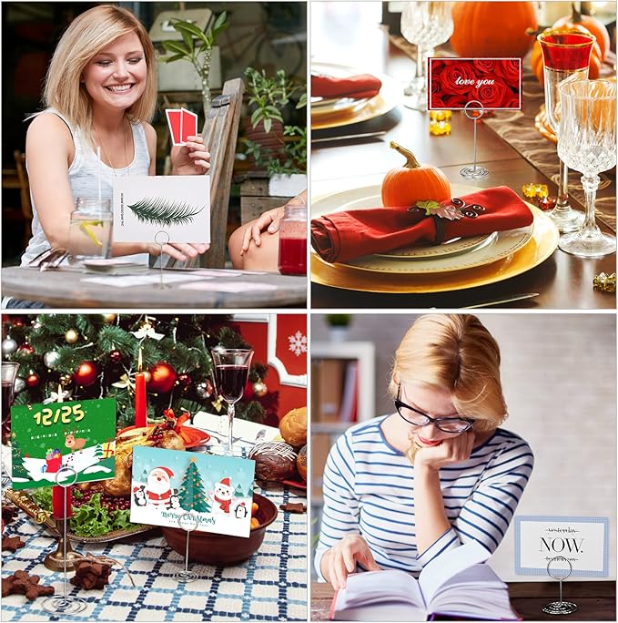 24 Pieces Table Number Holders 3 Size Place Card Holder Menu Table Sign Holder Tabletop Sign Memo Note Card Photo Stand Clips for Wedding Party