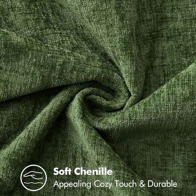 MIULEE Pack of 2 Christmas Pillow Covers 12x20 Inch Moss Green Farmhouse Decorative Throw Pillow Covers with Stitched Edge Soft Chenille Solid Dyed Couch Pillow Covers for Sofa Bed Living Room