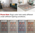 Keen Home Design 6x9 Rug - Machine Washable Area Rug with Non-Slip Backing, Ideal for Living Room, Dining Room, Bedroom - Vintage, Easy Clean, Durable, Low Pile Rug - (6' x 9')