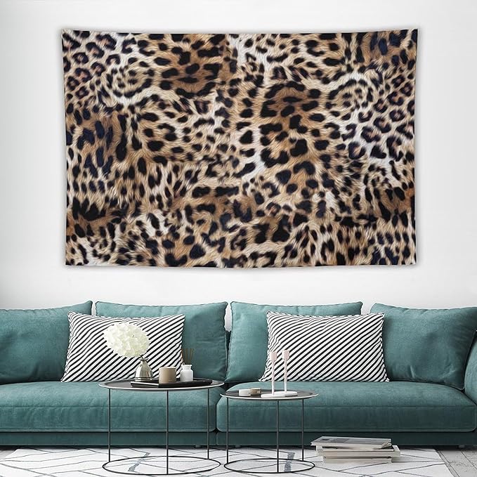HZOHNAGO Leopard Print Tapestry Nature Wildlife Vintage Cheetah Fur Spot Animal Skin Wild Animals Spots Printed Wall Tapestry Painting Wall Hanging for Bedroom Living Room Dorm 90" W x 60" H
