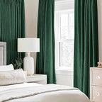 MIULEE 100% Blackout Linen Curtains for Bedroom Thermal Insulated Emerald Green Grommet Room Darkening Curtains & Drapes Christmas Decor for Living Room Nursery 52 x 84 Inch (2 Panels)