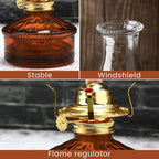 Tuanse 2 Pcs Oil Lamps for Indoor Use Vintage Hurricane Emergency Glass Oil Lamps Large Lantern Classic Decorative Oil Lamp for Home Tabletop Emergency Lighting Supplies(Brown)