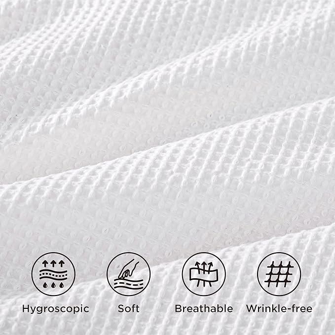 Bedsure Cotton Duvet Cover King - 100% Cotton Waffle Weave Bright White Duvet Cover King Size, GentleSoft™ and Breathable Bedding Set for All Season, 3 Pieces, 104"x90"
