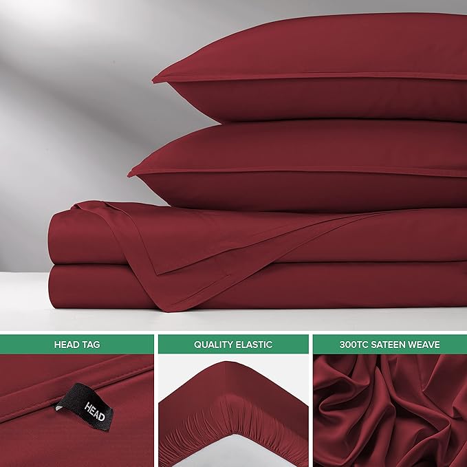 Twin Sheets by Pure Bamboo, Genuine 100% Organic Viscose Derived from Bamboo Bed Sheet Set, Luxuriously Soft & Cooling, Double Stitching, Lifetime Quality Promise (Twin, Merlot)
