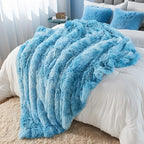 GONAAP Fuzzy Faux Fur Throw Blanket Twin Size Tie-dye Ocean Blue Super Soft Cozy Plush Fuzzy Shaggy Blanket for Couch Sofa Bed (Tie-dye Ocean Blue, Twin(60"x80"))