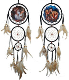 Remorelt Wolf Eagle Bear Dream Catcher Bedroom Wall Decor, Christmas Home Decoration, Room Accessory, White Moon Feather Decoration - Unique Home Craft Wall Pendant (DC28 6Inch Set 2 Owl Horse)